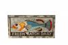 HAND CARVED SOLID PAINTED WOOD "FRESH CATCH DAILY" FISH PLAQUE