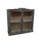 VINTAGE RECLAIMED TEAK & GLASS CABINET
