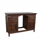 RECLAIMED SOLID TEAK DESK W/ 2 DRAWERS & 2 DOORS
