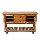 WOOD/IRON 2 DRAWER GLASS CONSOLE