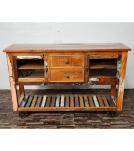 WOOD/IRON 2 DRAWER GLASS CONSOLE