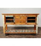 WOOD/IRON 2 DRAWER GLASS CONSOLE