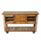 WOOD/IRON 2 DRAWER GLASS CONSOLE