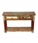 SOLID RECLAIMED TEAK WOOD  2 DRAWER CONSOLE TABLE