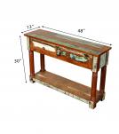 SOLID RECLAIMED TEAK WOOD  2 DRAWER CONSOLE TABLE