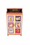 SOLID WOOD HAND PAINTED ADVERTISING 2 DOOR STORAGE CABINET