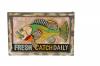 HAND CARVED SOLID PAINTED WOOD "FRESH CATCH DAILY" FISH PLAQUE