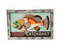 HAND CARVED SOLID PAINTED WOOD "FRESH CATCH DAILY" FISH PLAQUE