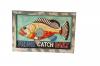 HAND CARVED SOLID PAINTED WOOD "FRESH CATCH DAILY" FISH PLAQUE
