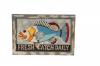 HAND CARVED SOLID PAINTED WOOD "FRESH CATCH DAILY" FISH PLAQUE