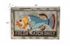 HAND CARVED SOLID PAINTED WOOD "FRESH CATCH DAILY" FISH PLAQUE