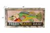 HAND CARVED SOLID PAINTED WOOD "FRESH CATCH DAILY" FISH PLAQUE