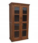 SOLID RECLAIMED TEAK WOOD & GLASS TALL CABINET
