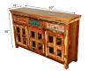 SOLID RECLAIMED TEAK & GLASS 3 DOOR, 3 DRAWER  CABINET CONSOLE SIDEBOARD