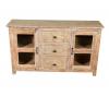 SOLID RECLAIMED TEAK & GLASS 2 DOOR, 3 DRAWER  CABINET CONSOLE SIDEBOARD CABINET