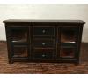 SOLID RECLAIMED TEAK & GLASS 2 DOOR, 3 DRAWER  CABINET CONSOLE SIDEBOARD