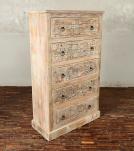 Solid Reclaimed Teak Wood Dresser Bureau Chest w/ Carved Detail