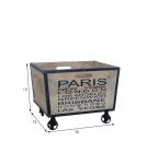 SOLID WOOD & IRON TRIM STORAGE BOX ON WHEELS