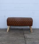QUILTED GENUINE LEATHER STOOL BENCH