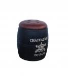 SOLID WOOD BARREL STORAGE STOOL W/ UPHOLSTERED LEATHER COVER