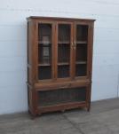 VINTAGE SOLID RECLAIMED TEAK WOOD & GLASS CABINET