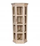 RECLAIMED TEAK WOOD & GLASS CORNER DISPLAY CABINET