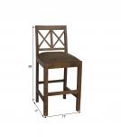 SOLID WOOD COUNTER STOOL W/ FULL HIDE LEATHER SEAT