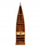 RECLAIMED WOOD BOAT NAUTICAL WINE RACK BOOKCASE W/ SHELVES