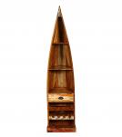 RECLAIMED WOOD BOAT NAUTICAL WINE RACK BOOKCASE W/ SHELVES
