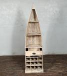 RECLAIMED TEAK WOOD BOAT NAUTICAL WINE RACK BOOKCASE W/ SHELVES