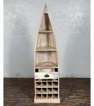 RECLAIMED WOOD BOAT NAUTICAL WINE RACK BOOKCASE W/ SHELVES
