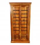 RECLAIMED CARVED WOOD STORAGE CABINET W/ IRON DETAILS
