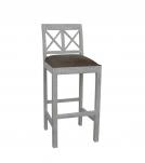 SOLID WOOD BAR STOOL W/ FULL HIDE LEATHER SEAT