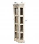 SOLID RECLAIMED TEAK WOOD & GLASS CORNER CABINET