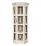 SOLID RECLAIMED TEAK WOOD & GLASS CORNER CABINET