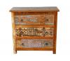 SOLID RECLAIMED TEAK WOOD HAND CARVED DRESSER BUREAU CABINET 3 DRAWERS