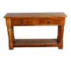 SOLID RECLAIMED TEAK WOOD CONSOLE WITH 2 DRAWERS & SHELF