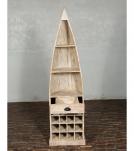 SOLID RECLAIMED TEAK BOAT WINE RACK W/ SHELVES