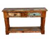 SOLID RECLAIMED TEAK WOOD CONSOLE WITH 2 DRAWERS & SHELF