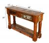 SOLID RECLAIMED TEAK WOOD CONSOLE WITH 2 DRAWERS & SHELF