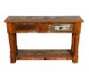 SOLID RECLAIMED TEAK WOOD CONSOLE WITH 2 DRAWERS & SHELF