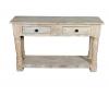 SOLID RECLAIMED TEAK WOOD CONSOLE WITH 2 DRAWERS & SHELF