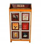 SOLID WOOD HAND PAINTED ADVERTISING 2 DOOR STORAGE CABINET