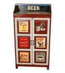 SOLID WOOD HAND PAINTED ADVERTISING 2 DOOR STORAGE CABINET