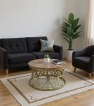 ROUND SOLID WOOD & IRON COFFEE TABLE