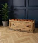 Wood Trunk w/ Upholstered Leather top