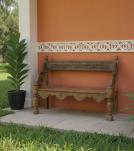 RECLAIMED CARVED TEAK WOOD BENCH