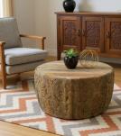 HAND CARVED SOLID WOOD ROUND COFFEE TABLE