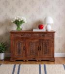 CARVED WOOD SIDEBOARD W/ 3 DOORS & DRAWERS