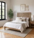 HAND CARVED SOLID WOOD Queen bed
